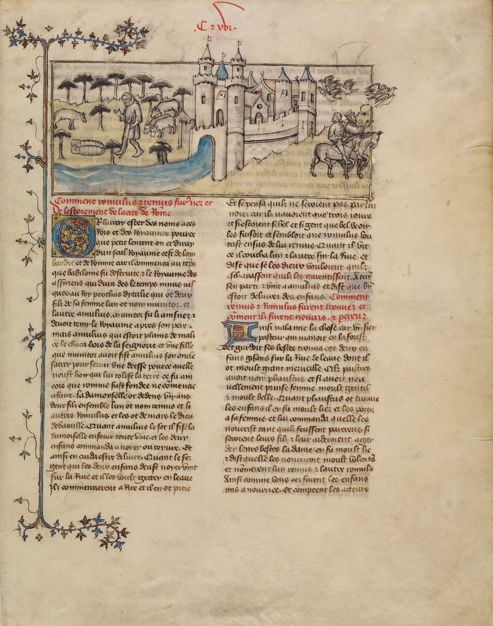 Romulus ja Remus tekijältä First Master of the Bible historiale of Jean de Berry