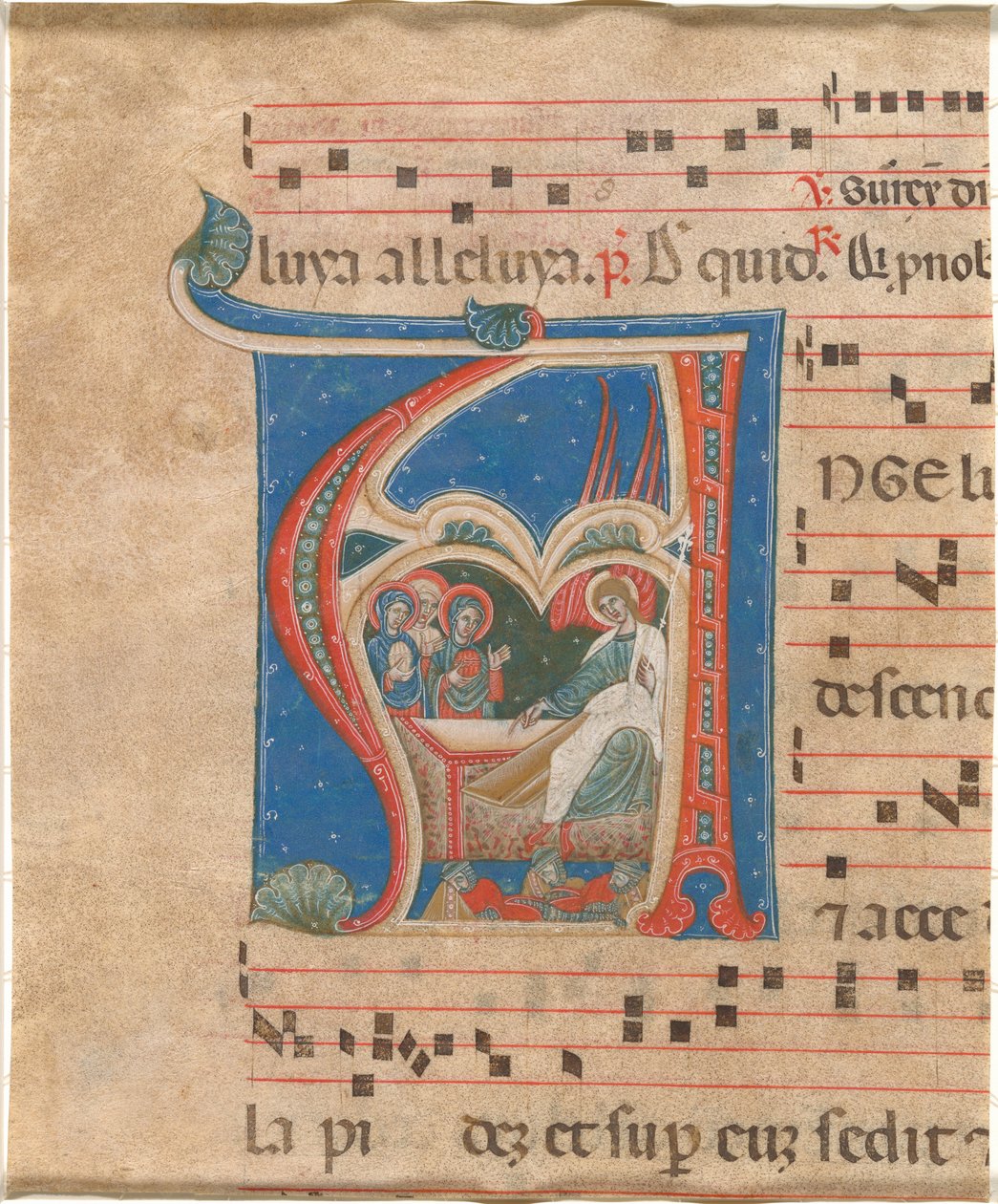 Kolme pyhää naista haudalla tekijältä First Master of the Cortona Antiphonaries