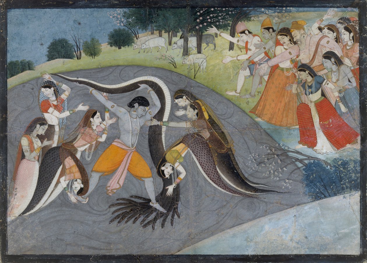Krishna Subdung Kalia, Käärmedemoni: Folio Bhagavata Purana -sarjasta, n. 1785. tekijältä First generation after Manaku and Nainsukh.