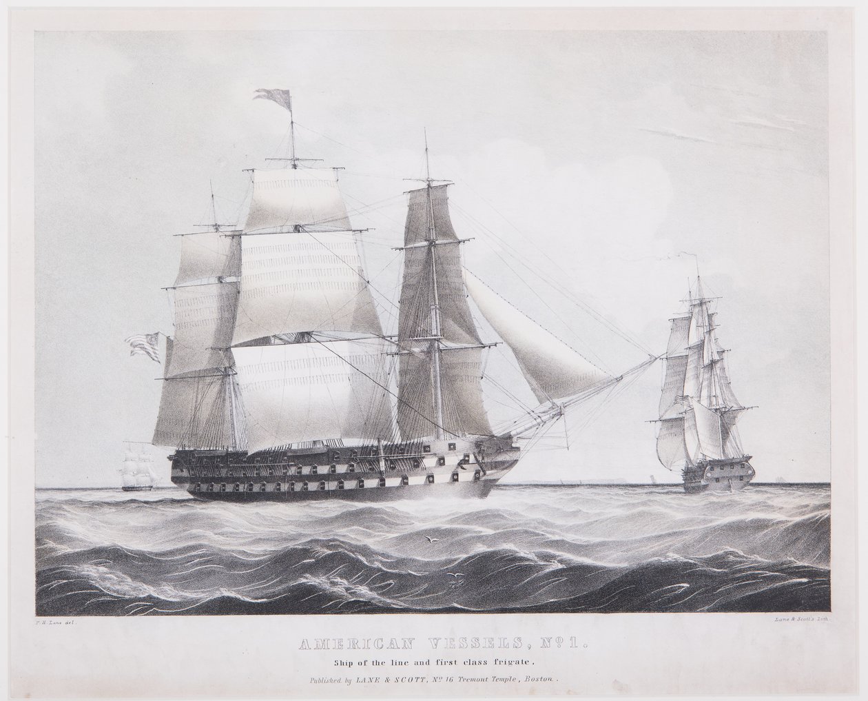American Vessels No. 1, n. 1845 (litho) tekijältä Fitz Henry (after) Lane