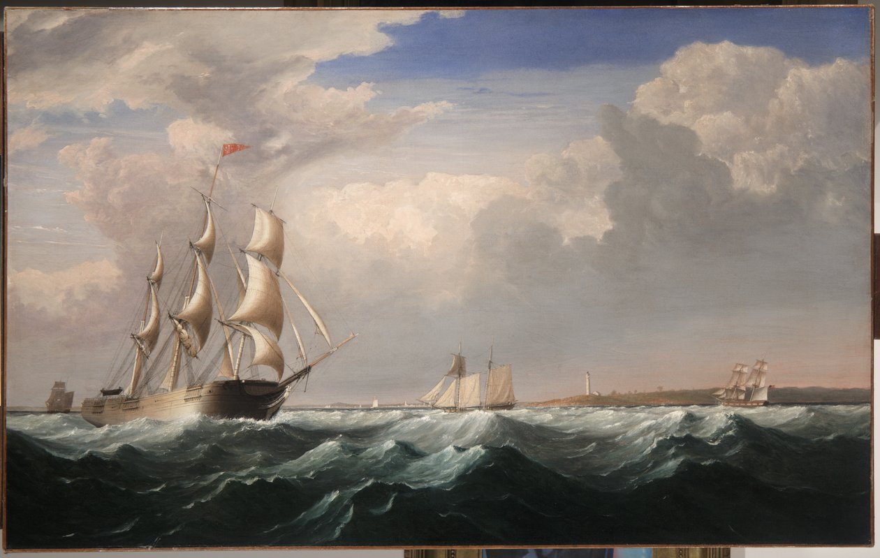 Purjelaivoja New England Coastin edustalla, n. 1855 tekijältä Fitz Henry Lane