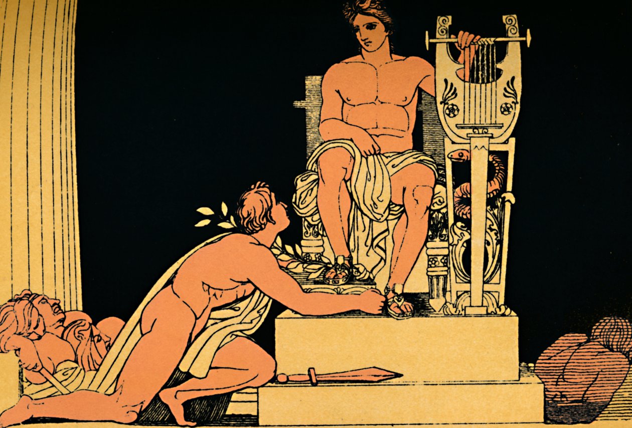 Orestes Suppliant to Apollo, 1880 tekijältä Flaxman