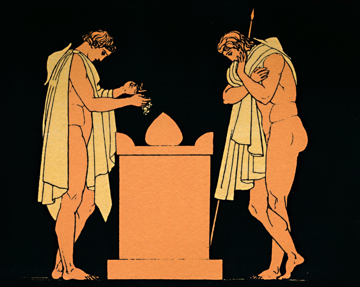 Orestes isänsä haudalla, 1880 tekijältä Flaxman