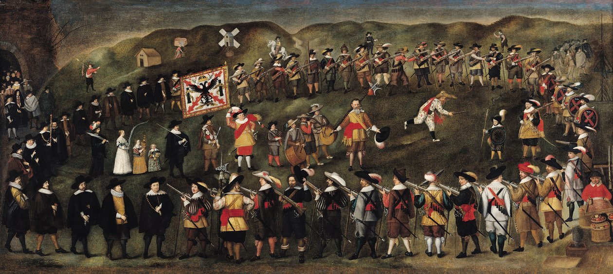 Dunkerquen Pyhän Barbaran veljeskunnan jäseniä vuonna 1633 tekijältä Flemish School