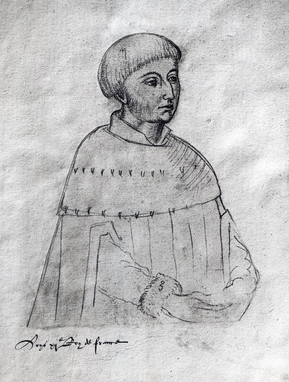 Ms 266 f.3 Ludvig XI:n (1423-1483) muotokuva "Recueil d