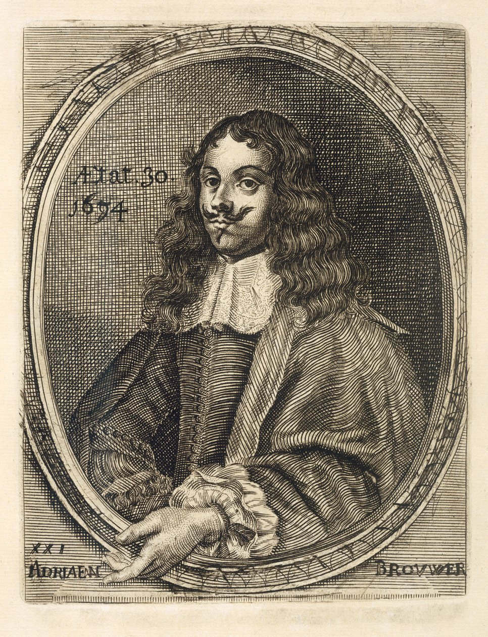 Adriaen Brouwerin muotokuva, 1634 tekijältä Flemish School