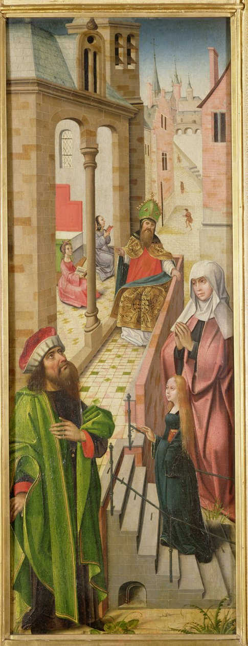 The Presentation of the Virgin, triptyykin vasen paneeli, 1400-luvun loppu - 1500-luvun alku (katso myös 69683 ja 69685) tekijältä Flemish School