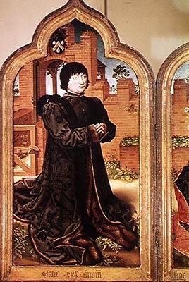 Jean de Witten triptyykki, vasen paneeli, joka kuvaa Jean de Witteä, 1473 tekijältä Flemish School