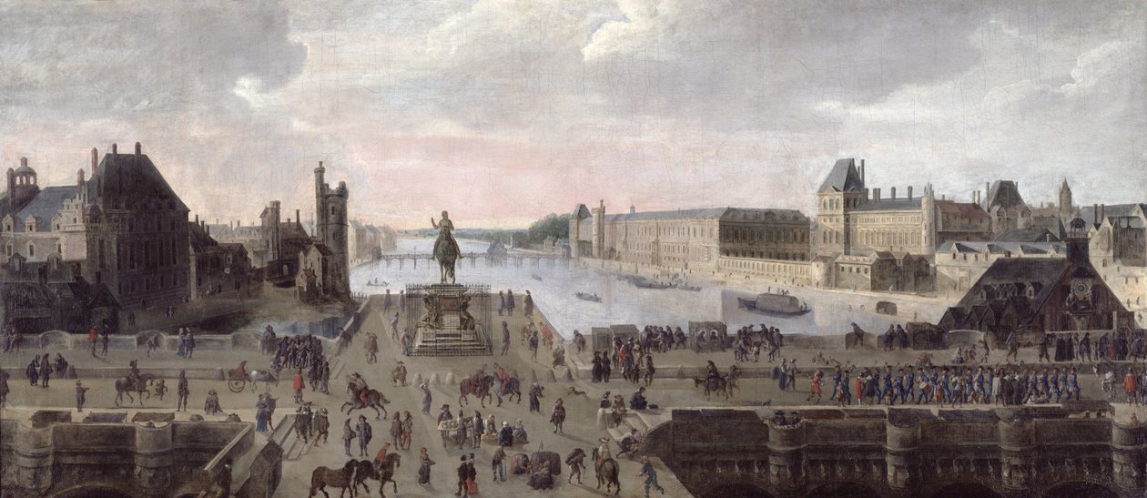 Näkymä Pont-Neufille ja Seine-joelle alavirtaan, n. 1633 tekijältä Flemish School