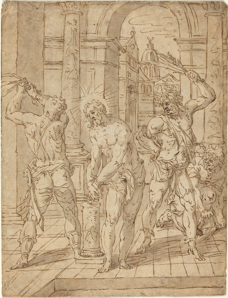 Kristuksen liputus tekijältä Flemish 17th Century after Hendrik de Clerck