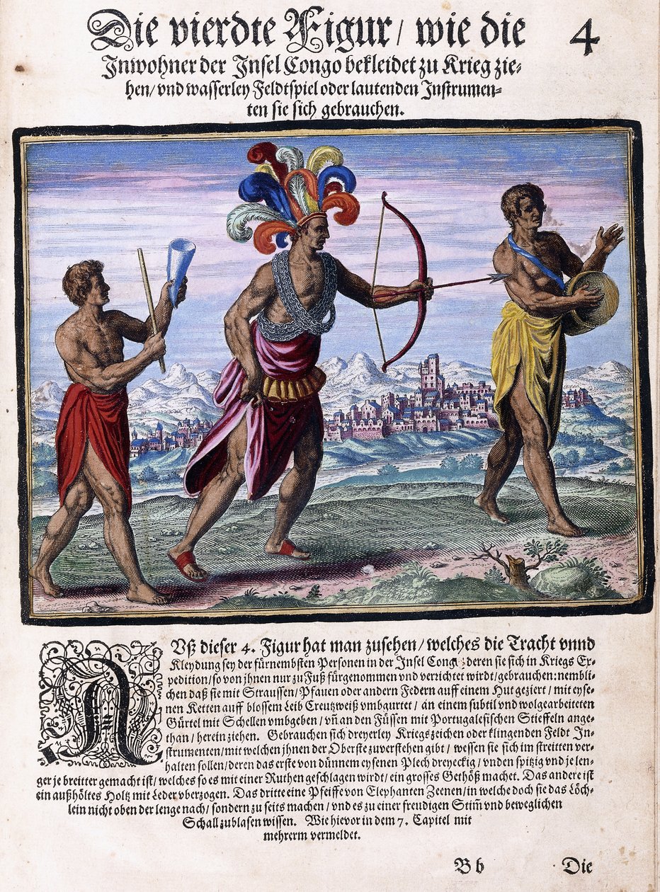 Sivu kirjasta "Pienet matkat, saksaksi, osa I: Pigafetta"s Congo", 1597 tekijältä Flemish School