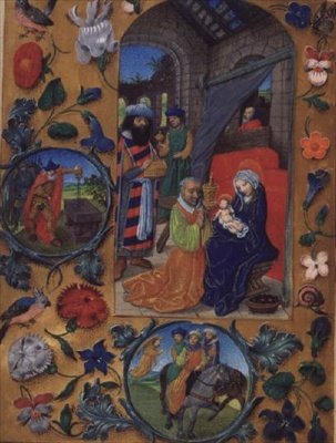 Lisää Ms 17280 fol.197b Adoration of the Magi, Flanderin Hours-kirjasta, Bruggesta (vellum) tekijältä Flemish School