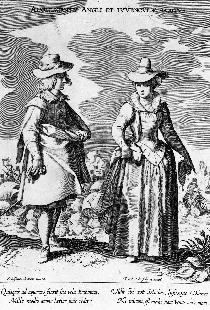 Englantilaiset oppilaat, jotka on otettu Ornatus Habitus Vararium Gentiumista, Peiter de Jode I Sebastiaan Vranckin jälkeen, 1600-1634. tekijältä Flemish School