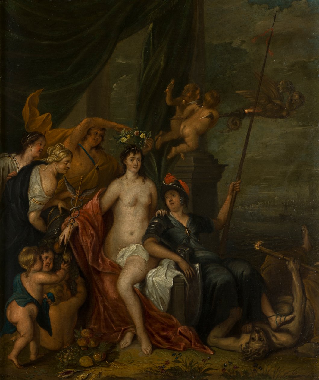 Allegorical Painting of Peace, n. 1630-1700 (öljy kuparille) tekijältä Flemish School