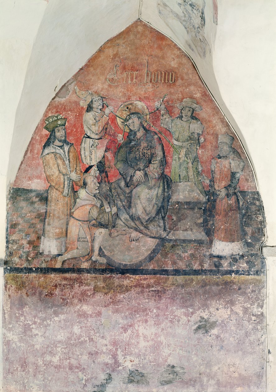 Kristus kruunataan orjantappurakruunulla, seinämaalaus kryptassa, n. 1480-1540 tekijältä Flemish School