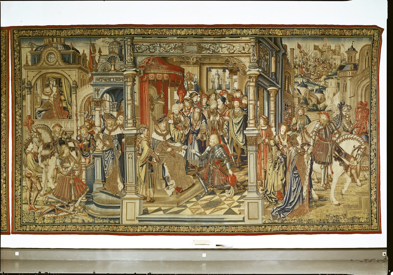 Daavidin poika Amnon ja Absalom julistavat sodan toisilleen, Daavidin ja Batseban kuvakudos, n. 1510-15 tekijältä Flemish School