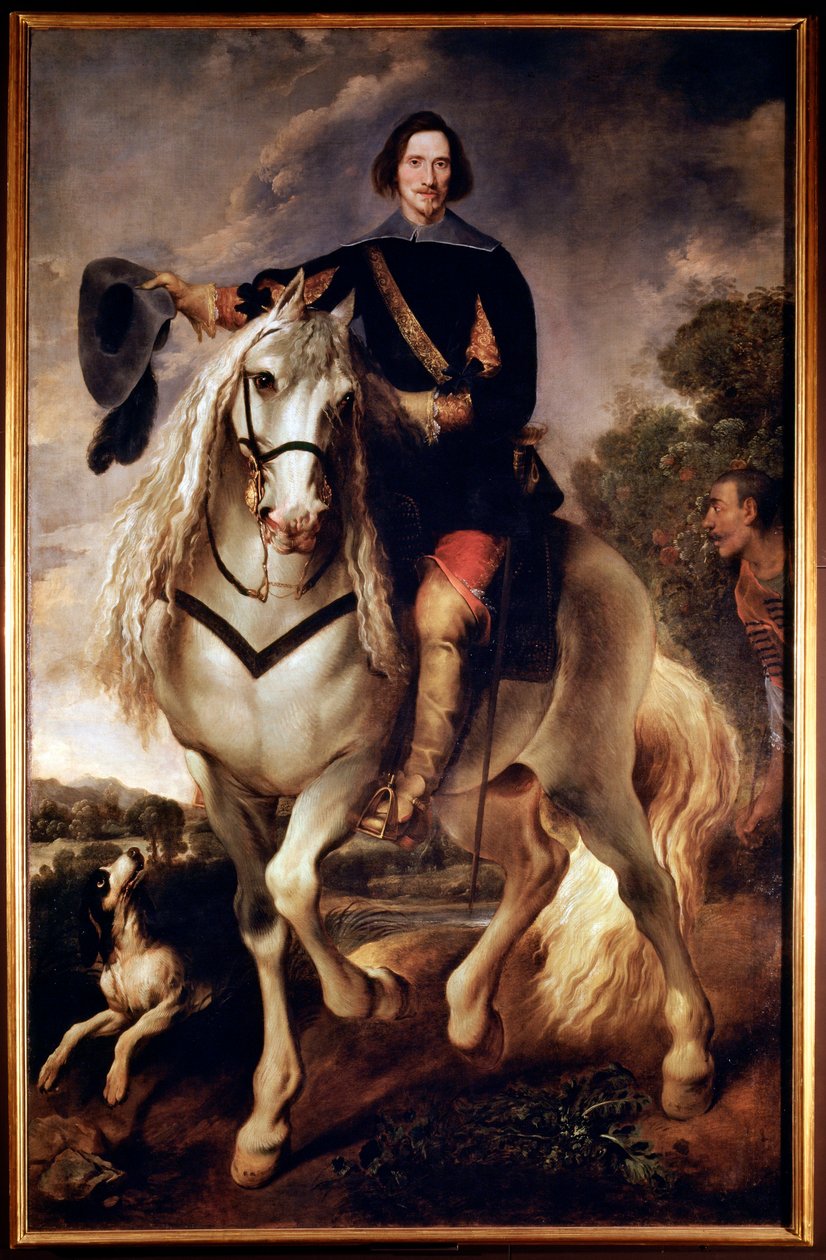 Kapteenin ratsastusmuotokuva hänen maurilaissivuillaan (öljy kankaalle, n. 1635) tekijältä Flemish School