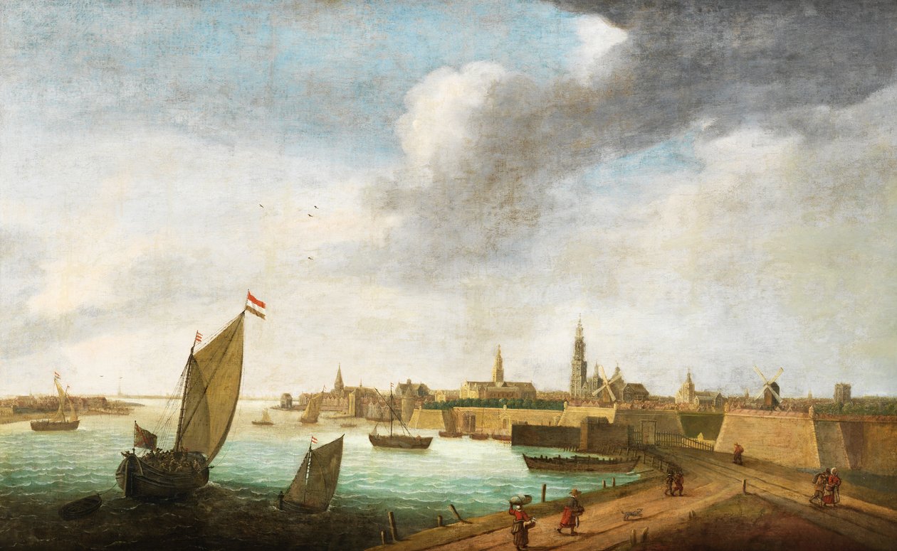 Flaamilainen 17c Näkymä Antwerpenistä tekijältä Flemish School