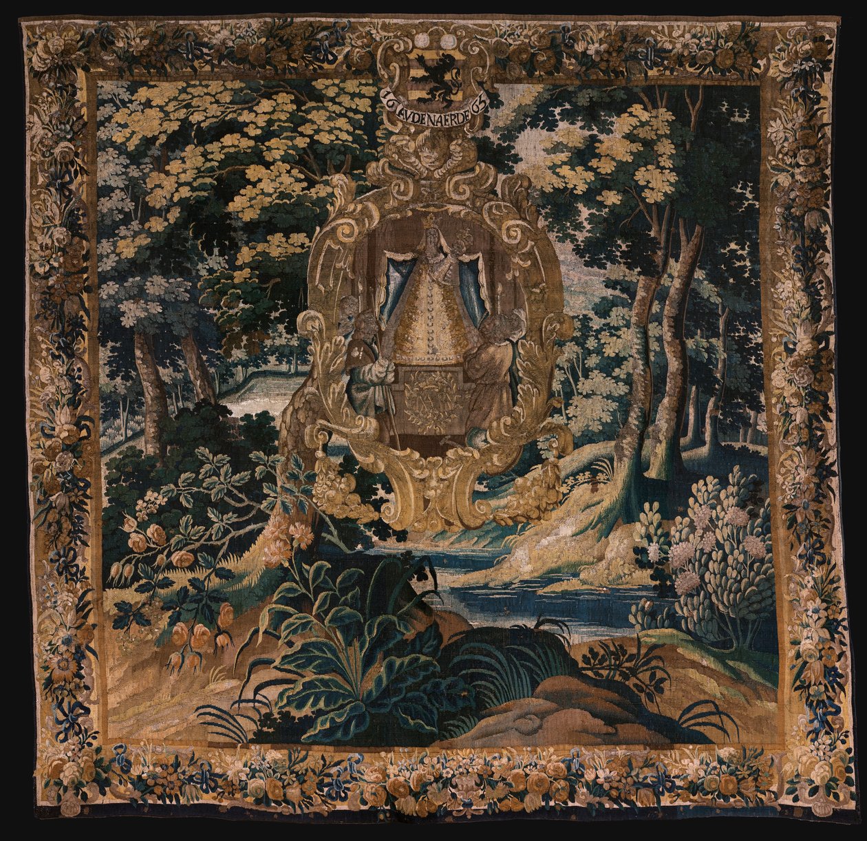 Flanderin kuvakudos. Maisema mustan Madonnan kanssa. Oudenaarden ateljee. 1665. tekijältä Flemish School