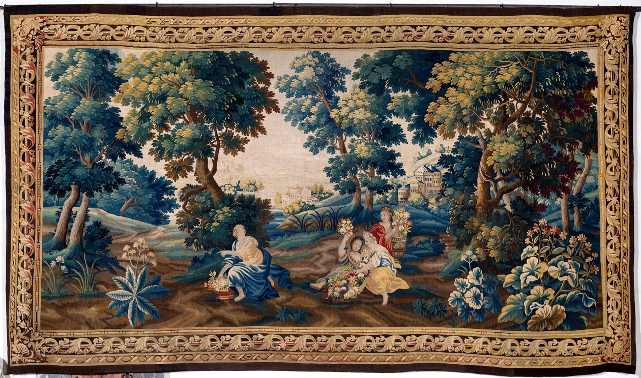 Flanderin kuvakudos. 1600-luvun loppu. Kirkon omaisuus Sint-Walburgakerk Oudenaarde (Sint-Walburgan dekaanikunta). tekijältä Flemish School