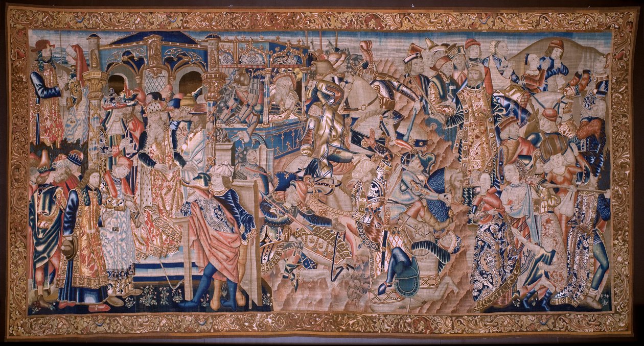 Flanderin kuvakudos. Punaisen meren ohittaminen (Paso del Mar Rojo). Noin 1490. tekijältä Flemish School
