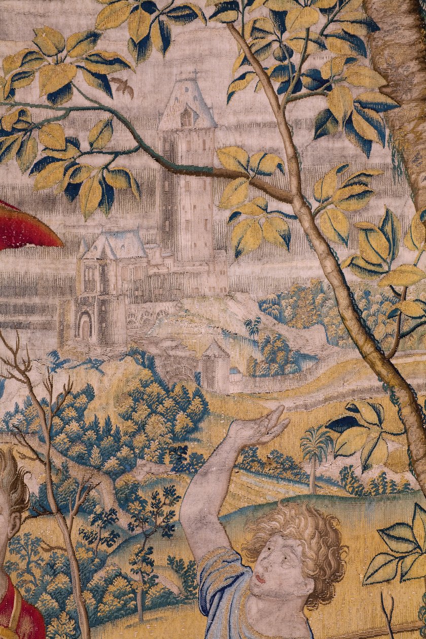 Flanderin kuvakudos. Sarja Fable of Ovidius: Ganymedesin ryöstö. Atelier Willem de Pannemaker, Bryssel. Ennen vuotta 1556. Yksityiskohta. tekijältä Flemish School