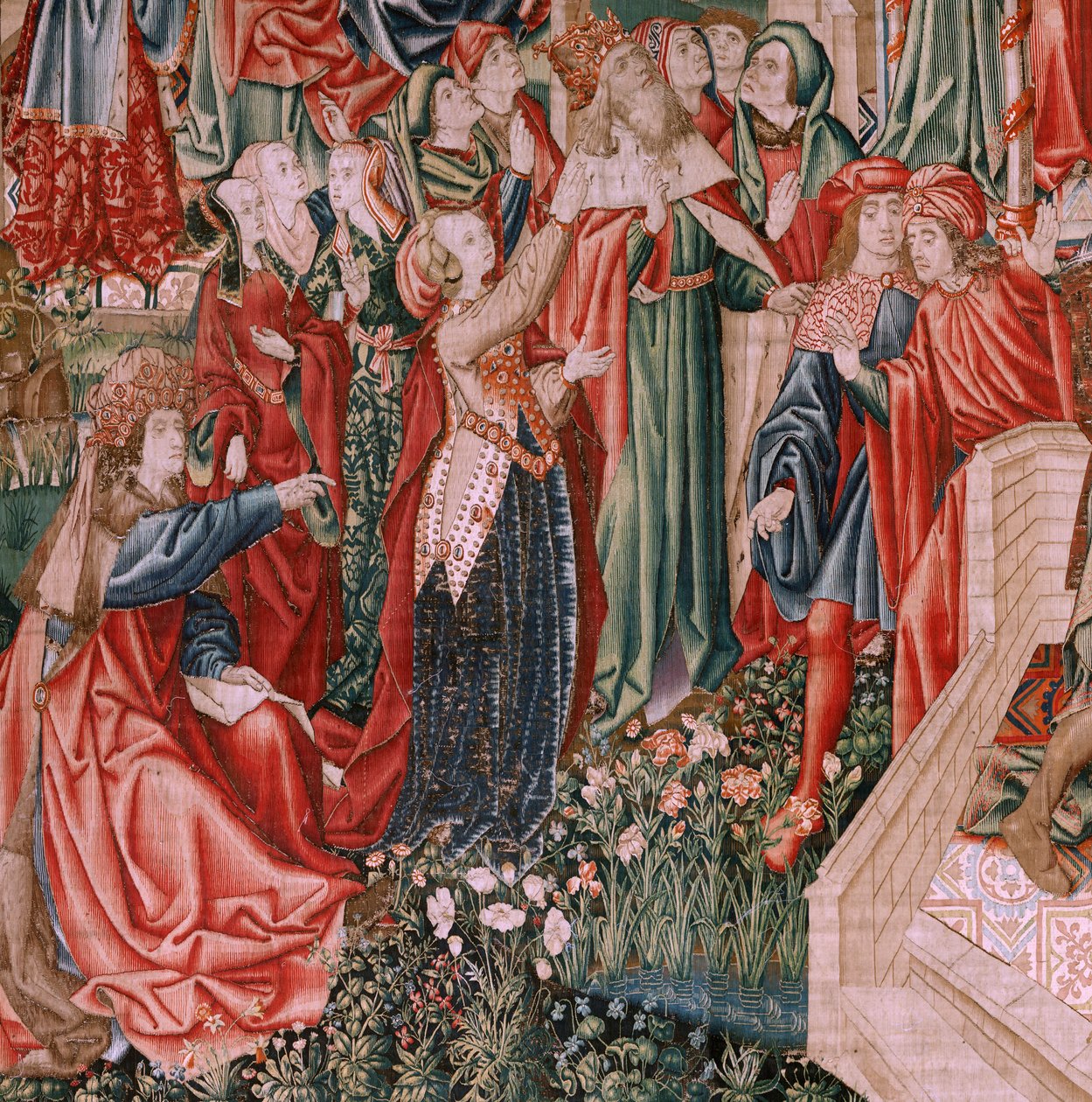 Flanderin kuvakudos. Sarja Ihmisen lunastus tai paheet ja hyveet. Kristus Vapahtaja lapsena (Cristo Salvador como Niño). Sarjan viides kuvakudos (toinen Palenciassa säilytetyistä). Brysselin valmistus, työpaja. Noin 1510. Koko 425 x 800 cm. Kangas tekijältä Flemish School