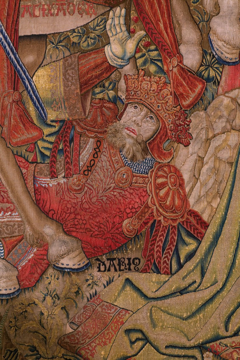 Flanderin kuvakudos. Sarjan moraalit: kunnianosoitusten hyve (De deugd van de Honores, The Virtue of honors). Noin 1520. Yksityiskohta tekijältä Flemish School