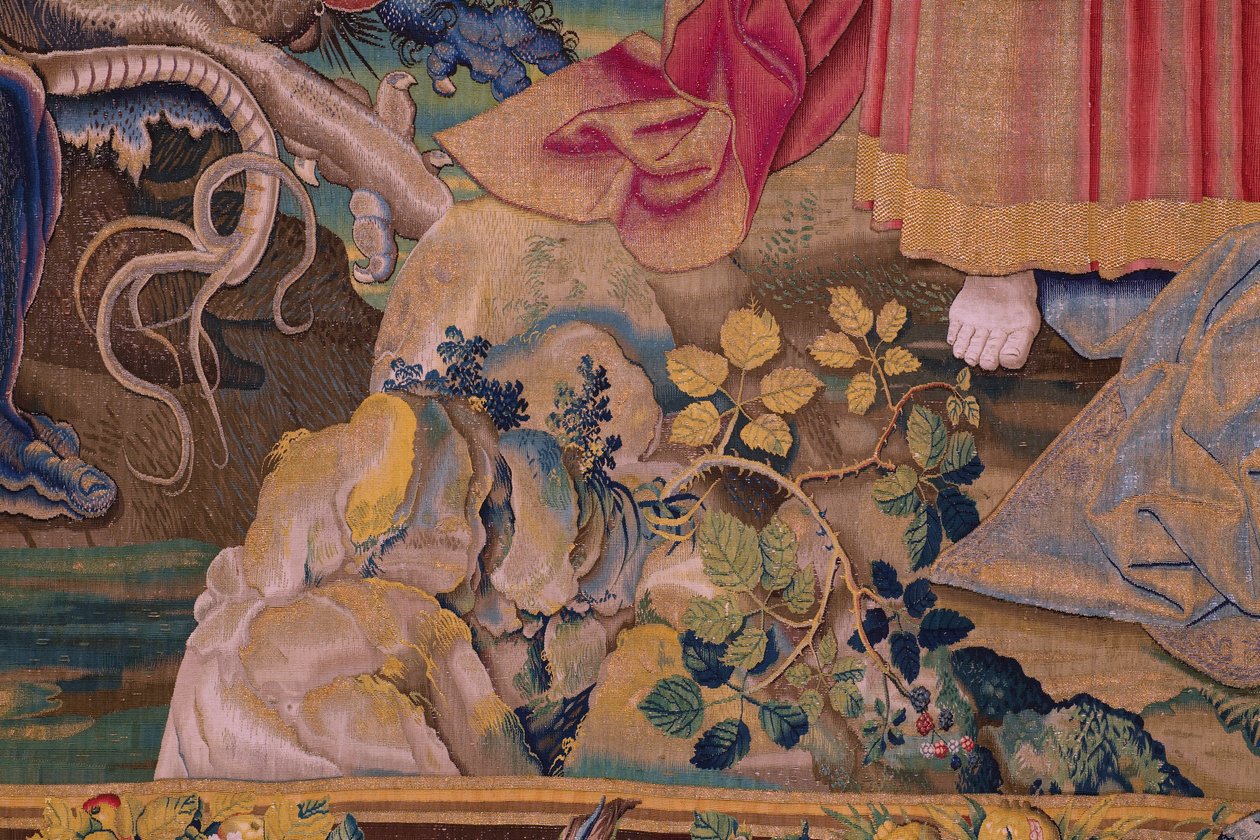 Flanderin kuvakudos. Sarja The Apocalypse: Pyhä Mikael voitti lohikäärmeen. Atelier Willem Dermoyen, Bryssel. Noin 1553-1555. Yksityiskohta. tekijältä Flemish School