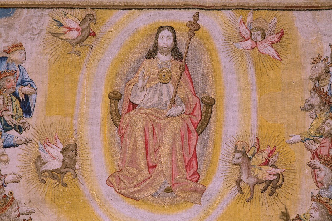 Flanderin kuvakudos. Sarja The Apocalypse: Pyhä Mikael voitti lohikäärmeen. Atelier Willem Dermoyen, Bryssel. Noin 1553-1555. Yksityiskohta. tekijältä Flemish School