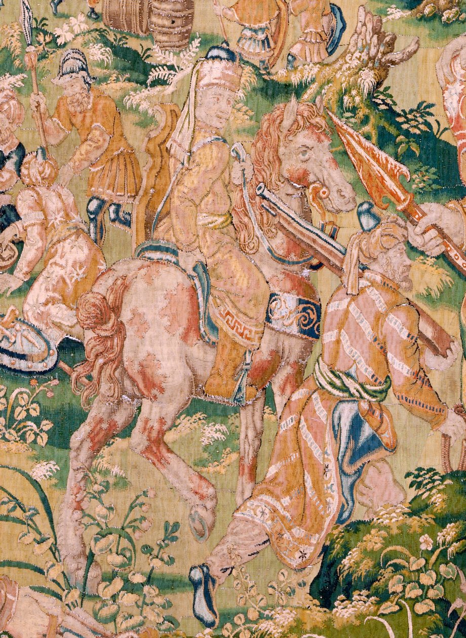 Flanderin kuvakudos. Sarja: The Book of Judith. Holofernesin juhla (El banquete de Holofernes). Sarjan kuudes kuvakudos. Valmistus: Alankomaat, Bryssel(?). 1500-luvun toinen puoli. Kangas: Villa. Sijainti: Barin Pyhän Nikolauksen kirkko (m tekijältä Flemish School