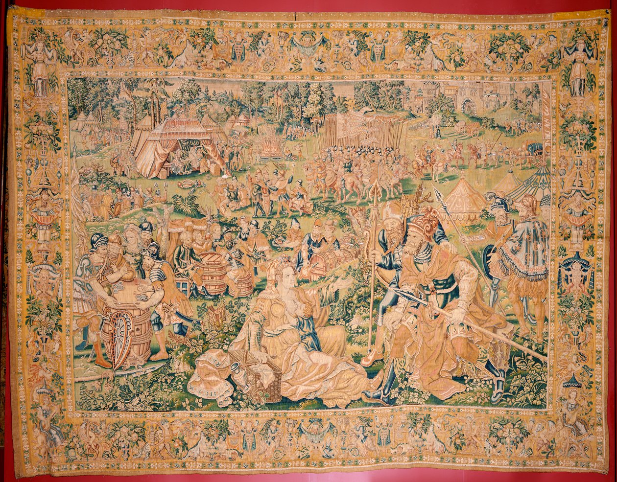 Flanderin kuvakudos. Sarja Judith kirja. Holofernesin pään mestaus (La decapitación de Holofernes). Seitsemäs kuvakudos sarjassa. Valmistus Alankomaat, Bryssel(?). 1500-luvun toinen puoli. Kangas Villa. Sijainti Pyhän Nikolauksen kirkko tekijältä Flemish School
