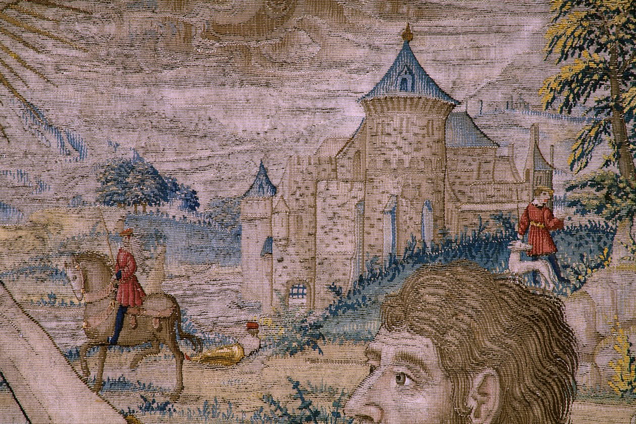 Flanderin kuvakudos. Sarja Pyhän Johannes Kastajan historia: Kristuksen kaste (Het doopsel van Christus). Brysselin ateljee. 1515-1520. tekijältä Flemish School