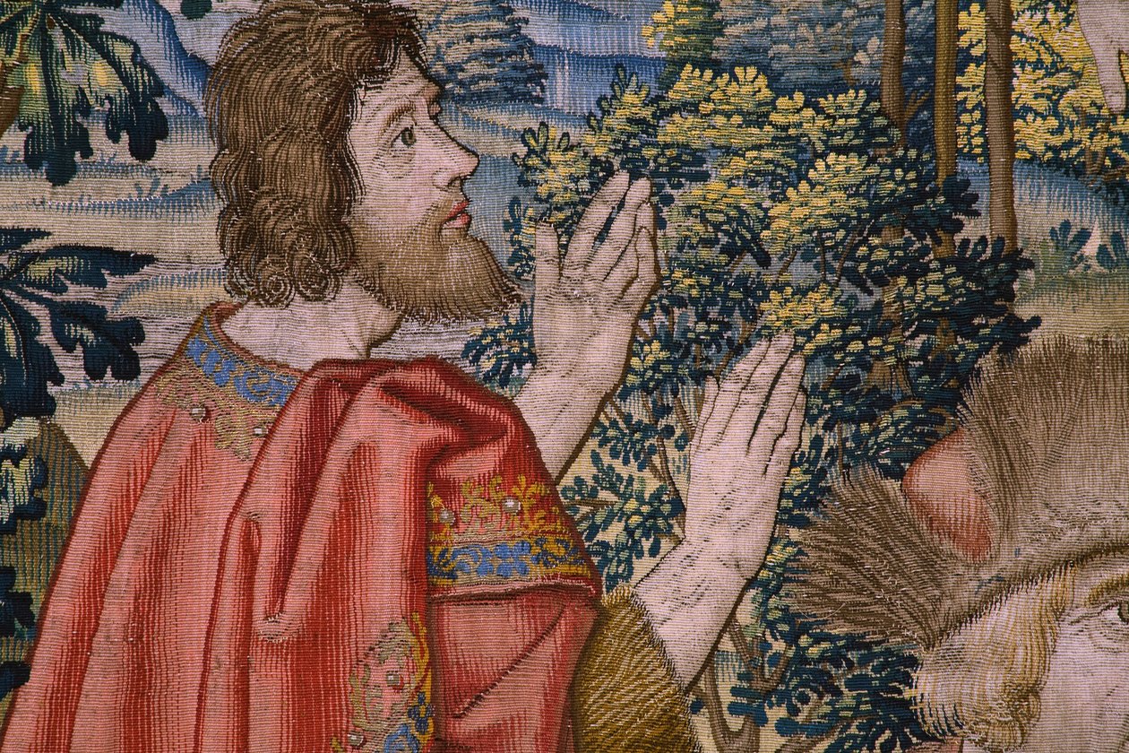 Flanderin kuvakudos. Sarja Pyhän Johannes Kastajan historia: Kristuksen kaste (Het doopsel van Christus). Brysselin ateljee. 1515-1520. tekijältä Flemish School