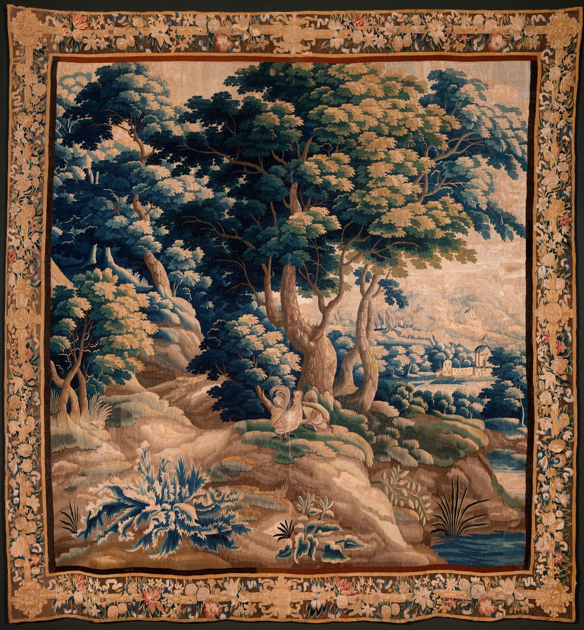 Flanderin kuvakudos. Niin kutsuttu Verdure. Oudenaarden ateljee. 332x318 cm. Inv 00021. 1600-luku. tekijältä Flemish School