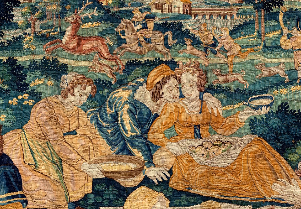 Flanderin kuvakudos. Maalaisruoka. Oudenaarden ateljee. 331x465 cm. Iinv (83073)-8 / 00008. 1600-luku. tekijältä Flemish School