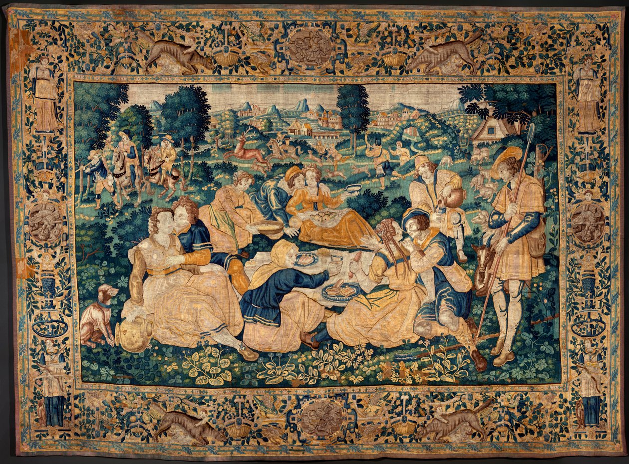 Flanderin kuvakudos. Maalaisruoka. Oudenaarden ateljee. 331x465 cm. Iinv (83073)-8 / 00008. 1600-luku. tekijältä Flemish School