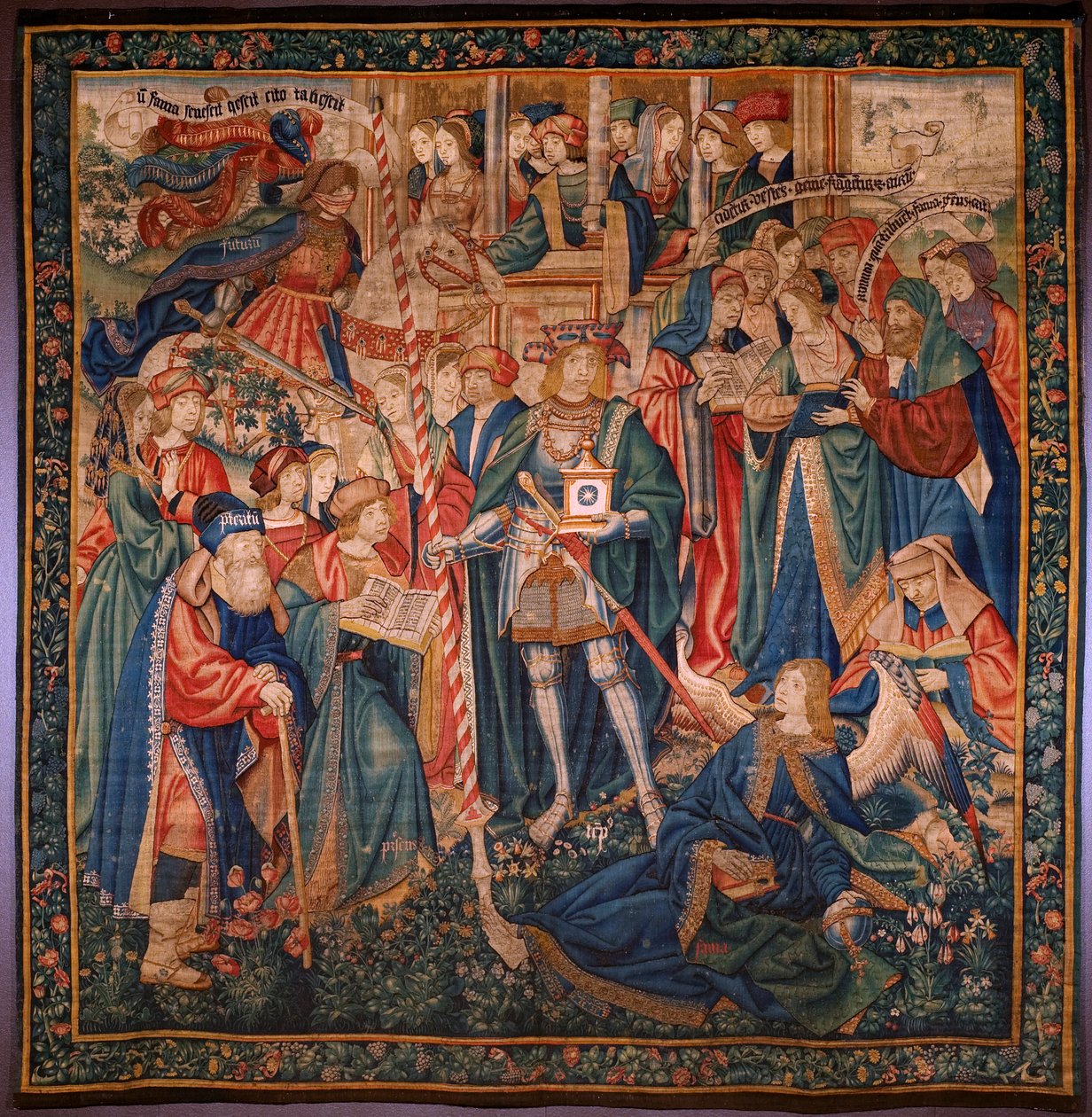 Flanderin kuvakudos. Ajan voitto (De triomf van de Tijd, El triunfo del Tiempo). Villa ja silkki. 347x342 cm. Yksityinen kokoelma. Noin 1504. tekijältä Flemish School