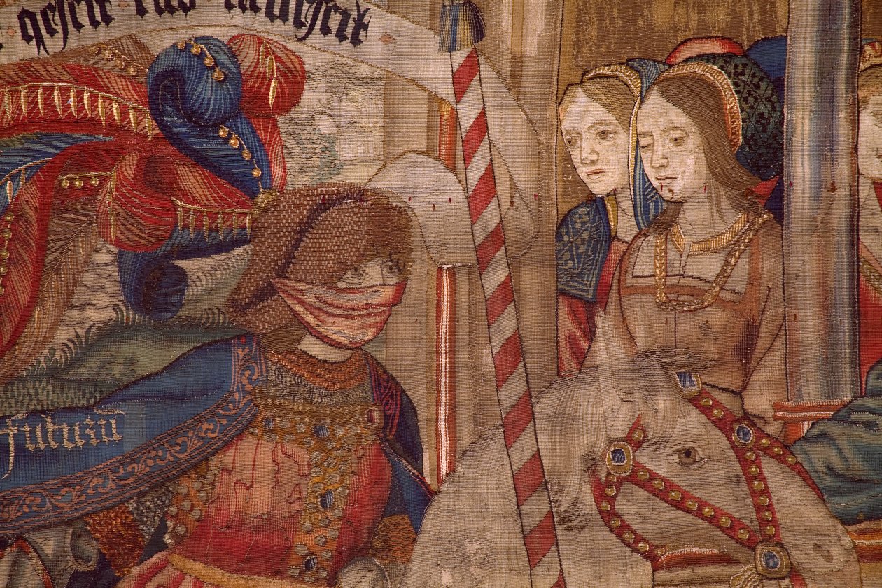 Flanderin kuvakudos. Ajan voitto (De triomf van de Tijd, El triunfo del Tiempo). Villa ja silkki. 347x342 cm. Yksityinen kokoelma. Noin 1504. Yksityiskohta. tekijältä Flemish School