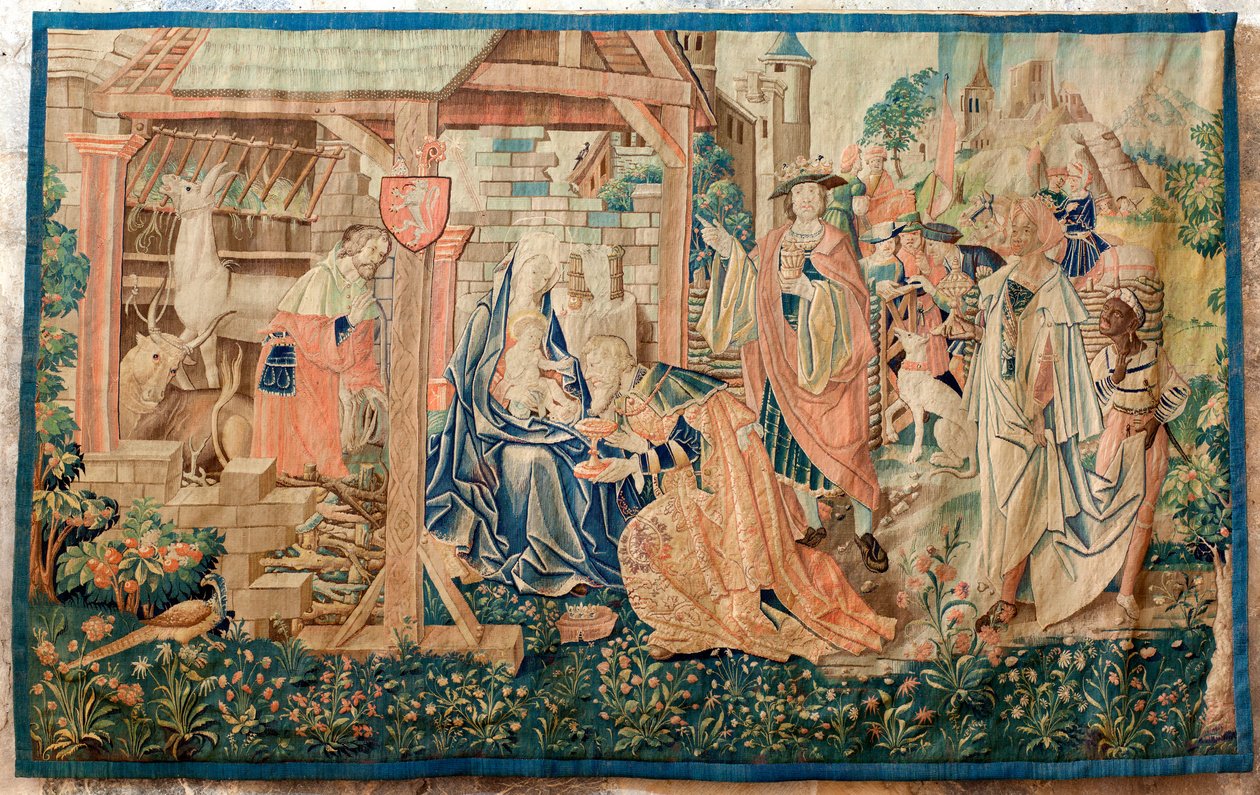 Entinen katedraali (Ancienne cathédrale Notre-Dame). Museon kokoelmat. Flanderin kuvakudos. Maagien ihailu. Piispa Jean de Mauléonin käsky. Osa sarjasta ripustaa alun perin The jubé (rood screen) -istuimen yläpuolelle. 16. vuosisata. tekijältä Flemish School