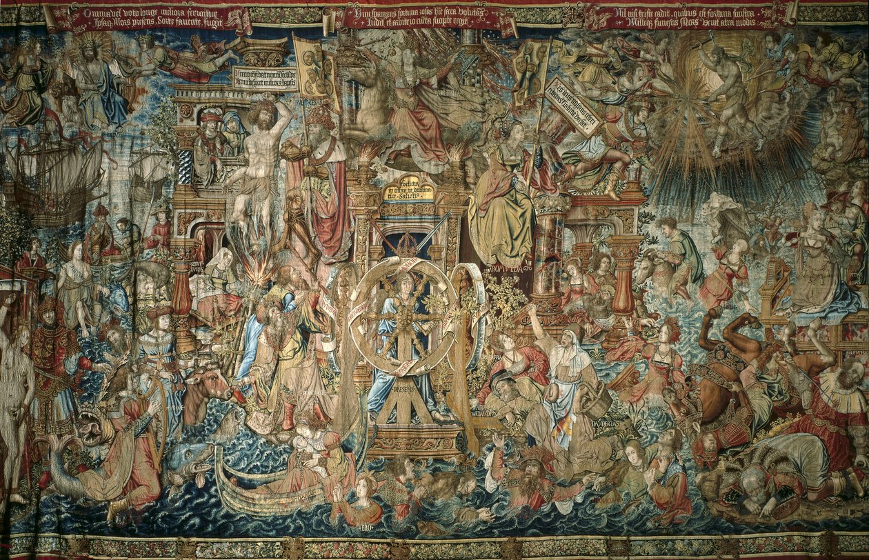 Fortune (1520-1525), Granja de San Ildefonson kuninkaallisen palatsin kunniasarjaan kuuluva seinävaatekangas - AELST III, Pieter van (n.1495-1555). Fortune. 16. v. Espanja. KASTILIA JA LEÓN. Real Sitio de San Ildefonso. La Granja de San Ildefonin kuninkaal tekijältä Flemish School