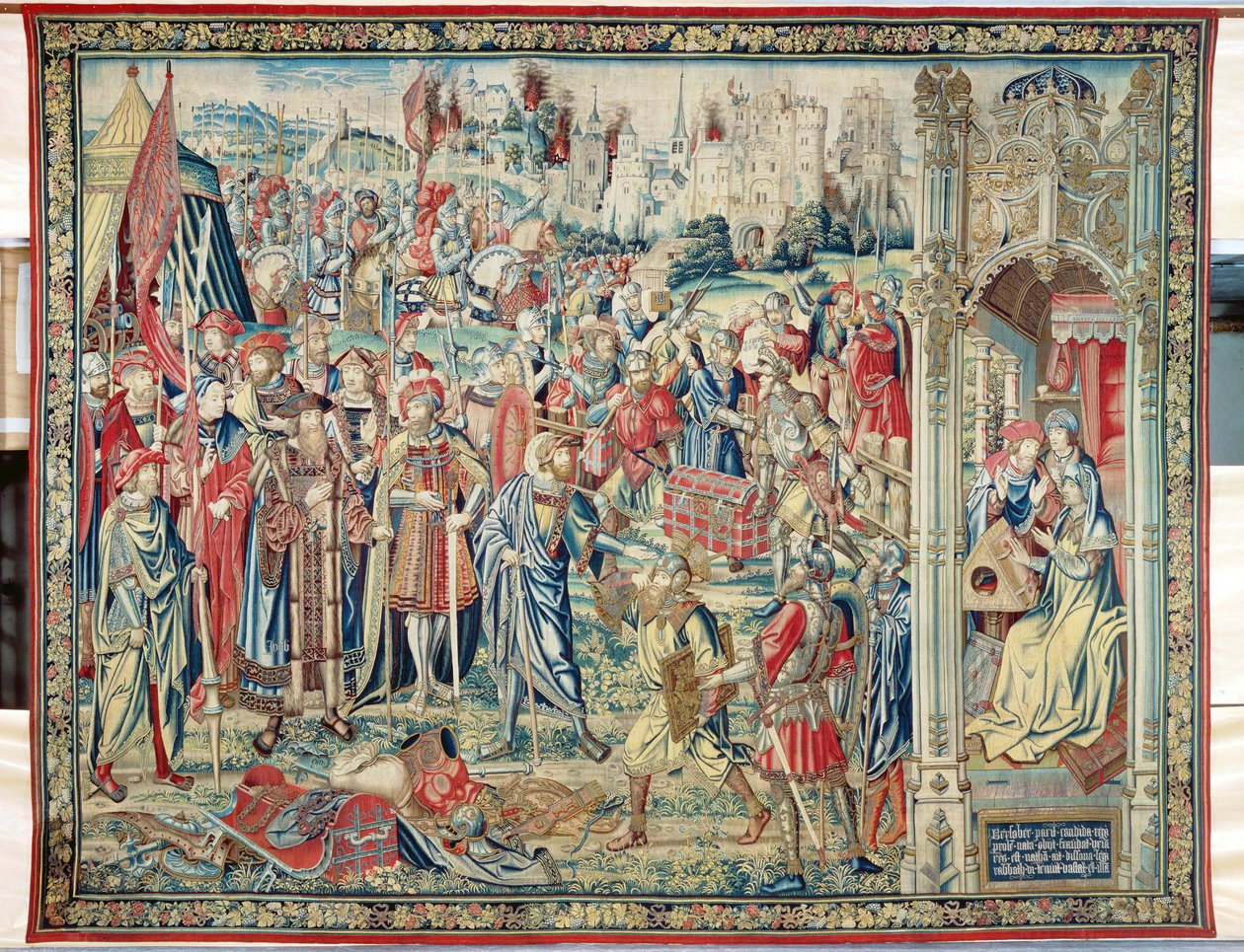 Saaliin kerääminen, Daavidin ja Batseban kuvakudos, n. 1510-1515 tekijältä Flemish School