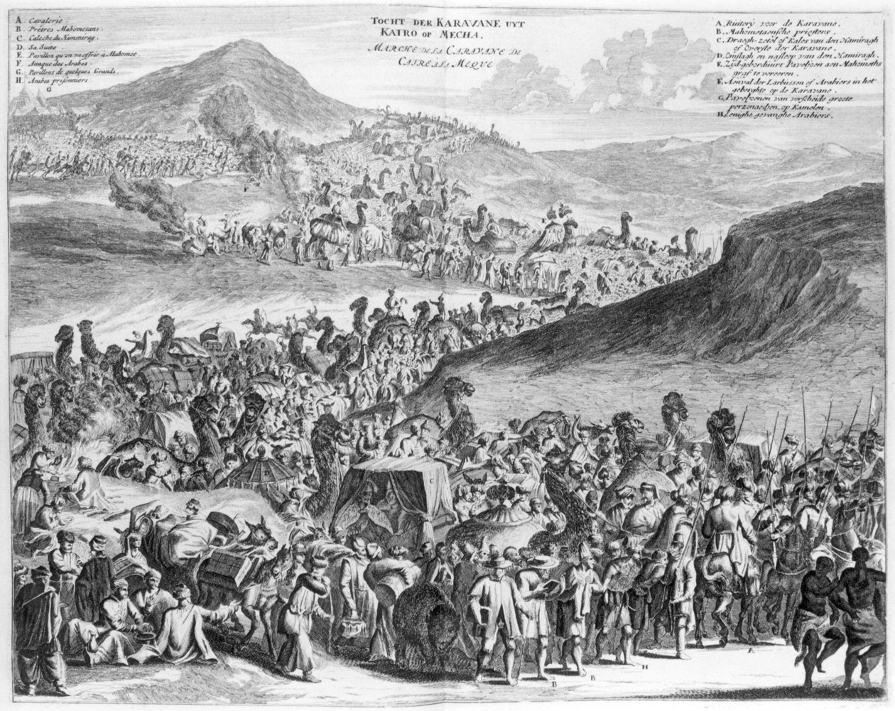 Hajj-karavaani Kairosta Mekkaan, O. Dapperin kuvaus de lAfrique, 1686 tekijältä Flemish School