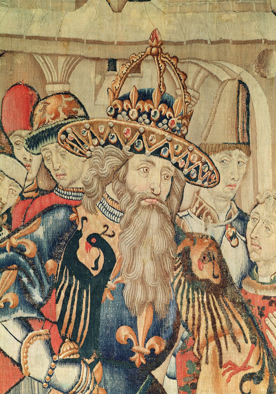 Charlemagnen johtaja (742-814), Tournain työpaja (yksityiskohta) tekijältä Flemish School