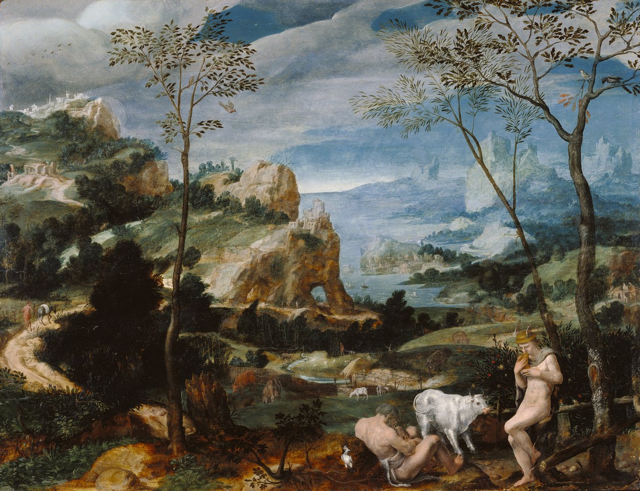 Maisema Merkuriuksen ja Argusin kanssa, n. 1570 tekijältä Flemish School