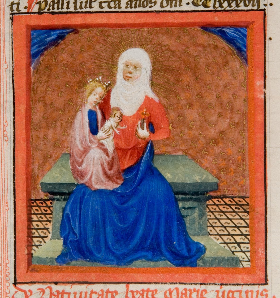 MS GEN 1111, f.169 Siunatun Neitsyt Marian syntymä, kuva Jacobus de Voraginen Legenda Aureasta, n. 1405-1010 tekijältä Flemish School