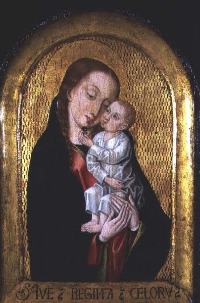 Madonna ja lapsi St. Ursulan legendan mestarin työpajasta (fl.1470-1500) (paneeli) tekijältä Flemish School
