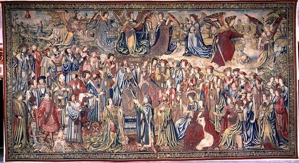Nathan Momentoi Daavidia, Daavidin ja Batseban kuvakudos, n. 1510-1515 (kuvakudos) tekijältä Flemish School