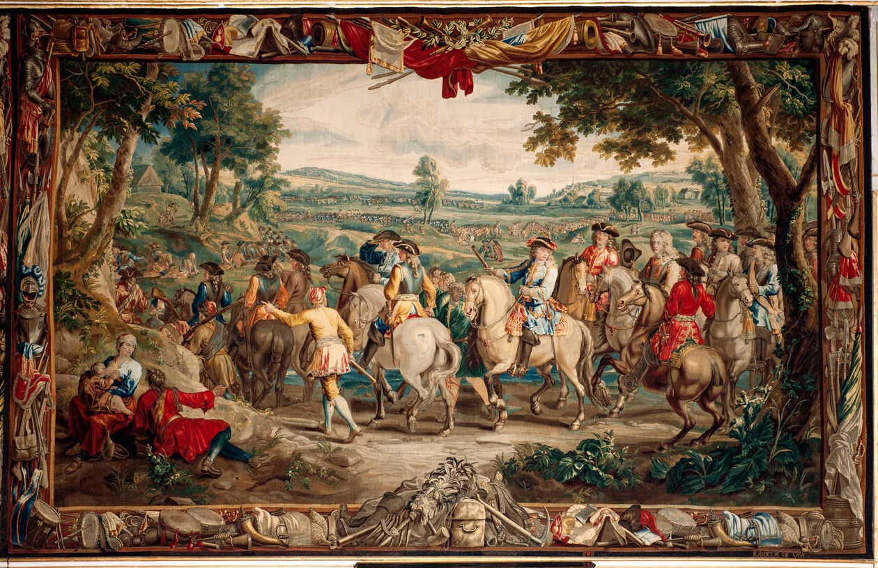 Palatsi (Schlossanlage Schleißheim). Flanderin kuvakudos. Brysselin ateljee Judocus De Vos. Suunnittelija Lambert De Hondt. Marssi (La Marche). 400x640cm. Villaa ja silkkiä. Noin 1715-1724. tekijältä Flemish School