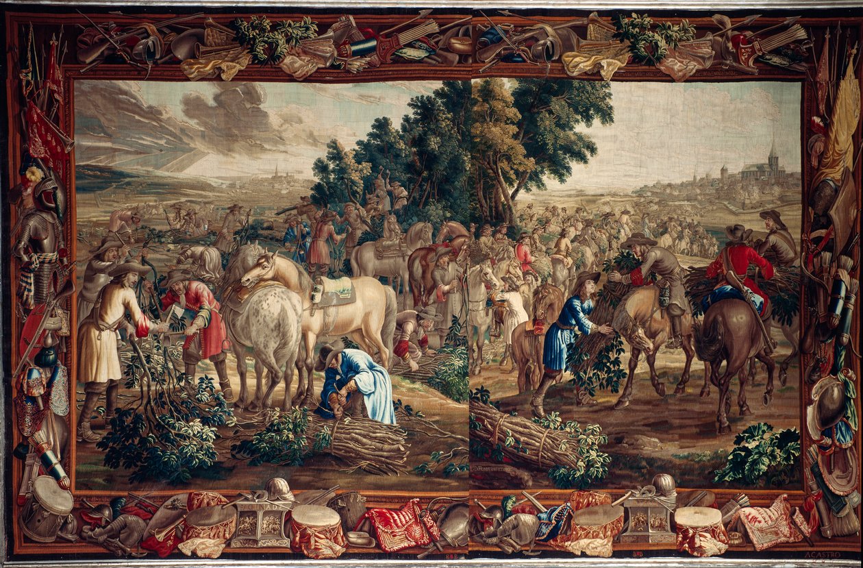 Palatsi (Schlossanlage Schleißheim). Flanderin kuvakudos. Brysselin ateljee Judocus De Vos. Suunnittelija Lambert De Hondt. Villa ja silkki. Noin 1715-1724. tekijältä Flemish School